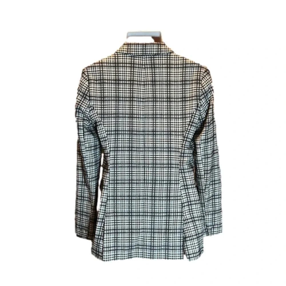 TOPSHOP Fabulous Vintage Black & White Plaid Double-Breasted Blazer Size 8 - Picture 5 of 9